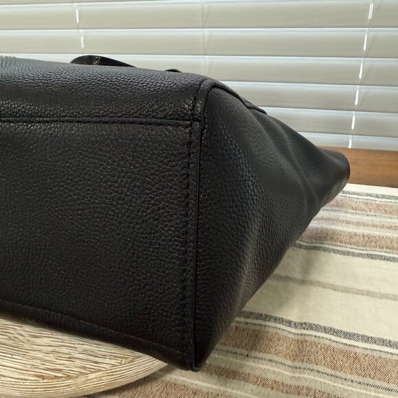 COACH TURNLOCK CHAIN TOTE Black Pebbled Leather Shoulder Bag Work Travel Casual - Picture 11 of 16